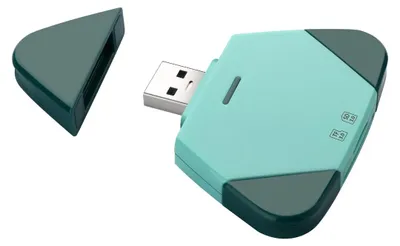 Image de INF Lecteur de cartes SD/TF magnétique 3-en-1 — Plug-and-Play, compatible avec Apple Lightning, USB-C et USB-A, puce sécurisée officielle Vert