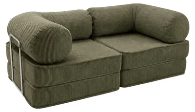 Produktbild von SURB Sofa Duo Modulares Schlafsofa 2-Sitzer, Bodensofa aus POSO-Cordstoff, 200 x 100 cm, Khaki