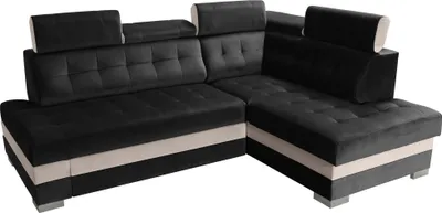 Produktbild von Robin Paris Ecksofa mit Schlaffunktion Bettkasten 5 Verstellbare Kopfstützen Sofa L-Form Schlafsofa Freistehende Eckcouch Schlafcouch Wohnzimmermöbel Wohnlandschaft Rechts Schwarz Creme
