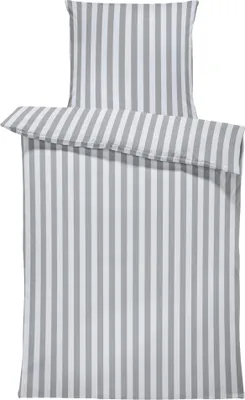 Produktbild von Jersey Bettwäsche kuschelig Weiche Baumwolle Baumwolle Bettbezug mit Reißverschluss, Größe:135x200 cm, Farbe:Gestreift grau