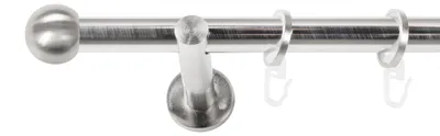 Produktbild von SN Deco Gardinenstange Straßburg, 19 mm, 1-läufig, Stahl, Komplett-Set mit Ringen, Auflageträger, 180 cm, edelstahl optik