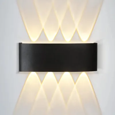 Obrázek produktu pro ZMH led nástěnné světlo vnitřní a venkovní černá nástěnná lampa 03 moderní nahoru dolů teplá bílá chodbová lampa IP65 vodotěsná venkovní nástěnná lampa 7W nastavitelný světelný paprsek pro chodbu zahradu