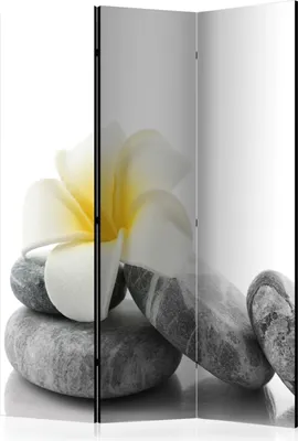 Produktbild von 3-teiliger Einseitiger Vlies Paravent - White Lotus 135x172 cm Orient b-B-0190-z-b
