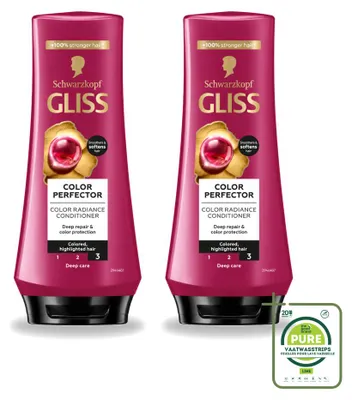 Productafbeelding van 2 x Schwarzkopf Gliss Hair Repair Conditioner, beschermt de kleur en geeft glans, 200 ml - Voordeelverpakking - 2 stuks