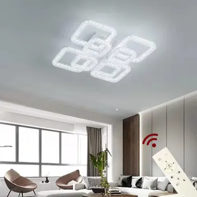 Imagen del producto de Lámpara de techo LED DXF-4+4, 54 cm. Lámpara de techo, luz regulable con mando a distancia. Color y brillo de la luz ajustables. Clase de eficiencia energética A+. Lámpara LED para salón. Lámpara de techo LED