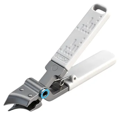 Image de INF Pince à ongles inclinée Crocodile - Acier inoxydable, manche ABS, grande ouverture pour ongles épais Blanc