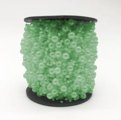 Immagine prodotto di 5 ghirlande di perle, lunghe circa 120 cm, perle da 8 mm, verde chiaro