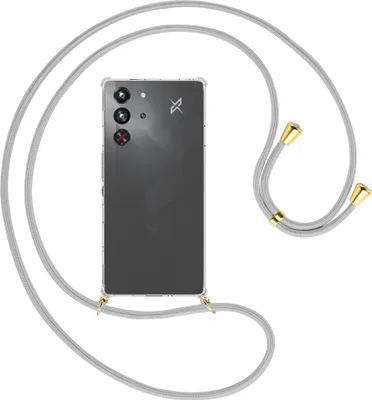 Produktbild von Handykette Backcover-Schutzhülle mit Band (Metall goldfarben) für ZTE Nubia Red Magic 10 Pro - silbergrau