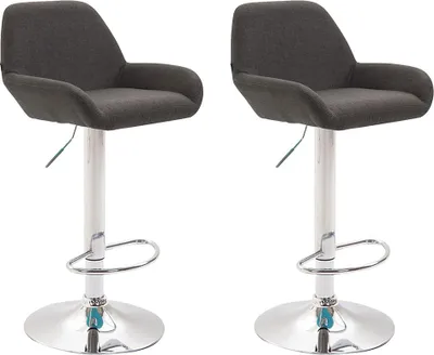 Produktbild von CLP 2er Set Barhocker Braga Stoff drehbar und höhenverstellbar dunkelgrau Gestell Farbe chrom