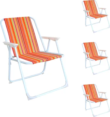 Produktbild von 4er Campingstuhl Outdoor Klappstuhl Gartenstuhl Tropisch gestreift