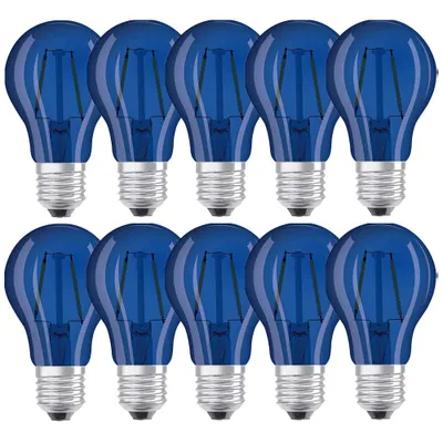 Produktbild von 10 x Osram LED Leuchtmittel Star Classic A Decor Birne 1,6W E27 136lm 9000K Blau