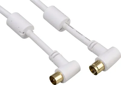 Immagine prodotto di Cavo per antenna, connettore coassiale - raccordo coassiale, 90°, placcato oro, 3,0 m, 95 dB