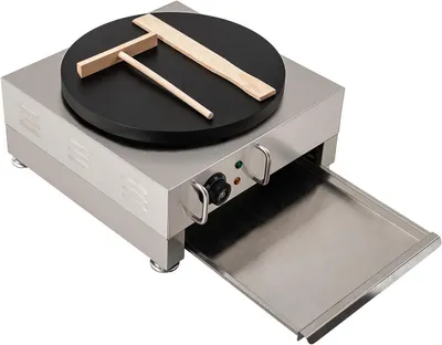 Produktbild von Crêpe-Maker – Elektrische Pfanne für Pfannkuchen – Zum Zubereiten von Desserts – Antihaftbeschichtung für gleichmäßiges Garen – 40 cm – Silber/Schwarz