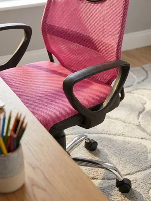 Produktbild von Kinder-Schreibtischstuhl TERNI Schwarz Pink für Kinder ab 6 mit Lehne, Kinder-Drehstuhl Kinder-Bürostuhl ergonomisch, Jugendstuhl höhenverstellbar