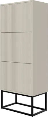 Image de Selsey VELDIO - Meuble à chaussures 3 portes, gris avec structure métallique noire, 50 cm