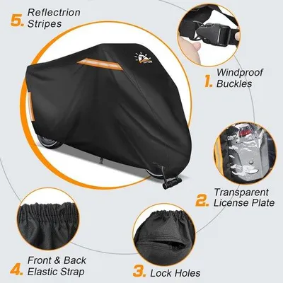 Productafbeelding van Waterdichte motorhoes voor motorfiets - 244 cm, 600D Oxford met slotgaten