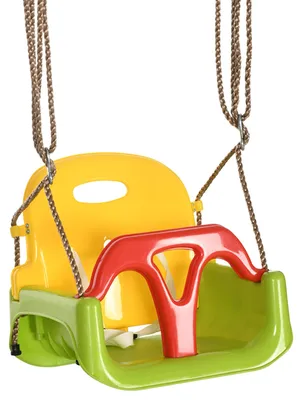 Immagine prodotto di Altalena per bambini 3-in-1 con schienale e cintura di sicurezza | Colore: Verde | Dimensioni: 33x42x120-180 cm