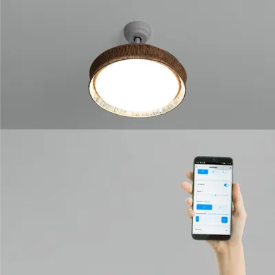Produktbild von WIND CLEAR RATTAN - Leiser Deckenventilator 40W Ø108cm einziehbare Flügel mit 36W LED-Licht