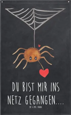 Produktbild von Mr. & Mrs. Panda Wandteppich Spinne Agathe Liebe - Kreidetafel - Geschenk, Verliebt, Wandbild, Gobelin, Tapisserie, Liebesbeweis, Liebesgeschenk, Wandbehang, Tapestry