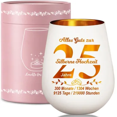 Imagen del producto de Vela de cristal para celebrar un aniversario de plata