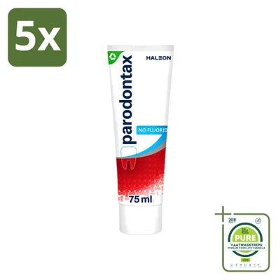 Imagen del producto de 5 tubos de pasta dental Parodontax sin flúor - 75 ml - Paquete grande - 5 unidades