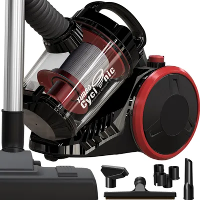 Obrázok produktu pre TurboTronic cyklónový vysávač - CV07 – brutálny sací výkon 19 kPa, bezvreckový, malý suchý vysávač na parkety, chlpy domácich zvierat a psie chlpy, bezvreckový podlahový vysávač ČIERNA/ČERVENÁ