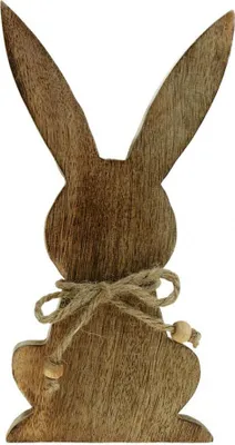 Produktbild von Holzhase Mangoholz Osterdeko Natur 18,5cm Jutekordel