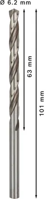 Obrázek produktu pro Vrták do kovu HSS-G, standardní 6,2 x 63 x 101 mm