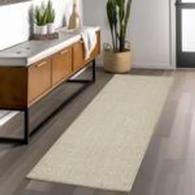 Produktbild von Schlingenteppich Schlafzimmer Einfarbig Meliert Design, Größe: 80 x 250 cm, Farbe: Beige