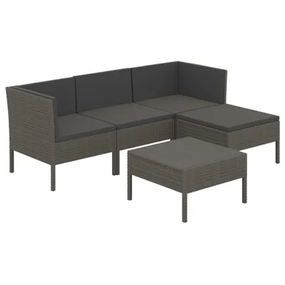 Obrázek produktu pro vidaXL 5dílná zahradní lounge souprava s polštáři Poly Rattan Grey