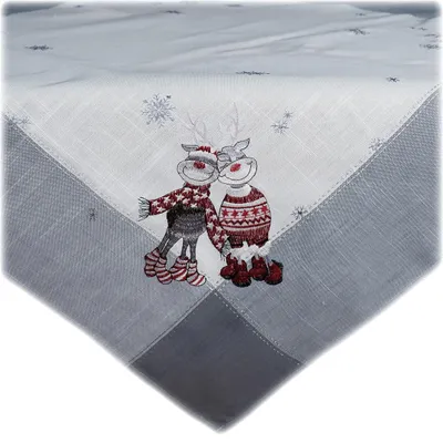 Produktbild von Tischdecke Tischläufer Stickerei lustiger Elch Weihnachten 85 x 85 cm