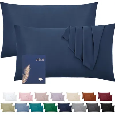 Productafbeelding van Kussensloop, 50x70 cm, donkerblauw, set van 2, microvezel, hypoallergeen