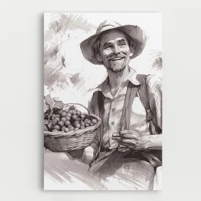 Produktbild von ARTHUB® Leinwandbild 20x30 cm, Happy Farmer | Wohnzimmerdekoration, Hängende Bilder, Wanddekoration, Heimdekoration, Landschaften, Ländlich