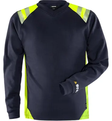 Produktbild von Fristads Flamestat Langarm-T-Shirt 7360 TFL Marine/Warnschutz-Gelb M