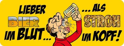 Produktbild von vianmo Holzschild 10x27 cm lieber Bier im Blut als Stroh Kopf Spruch Zitat