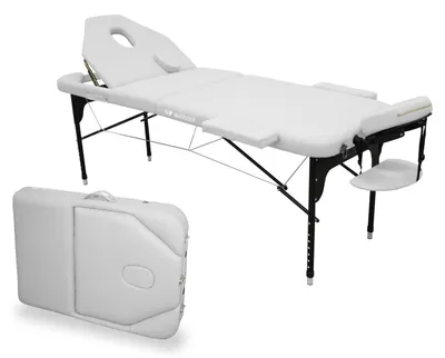 Immagine prodotto di Lettino per massaggi - Pieghevole - Alluminio - 185 x 65 cm - Altezza regolabile - Bianco