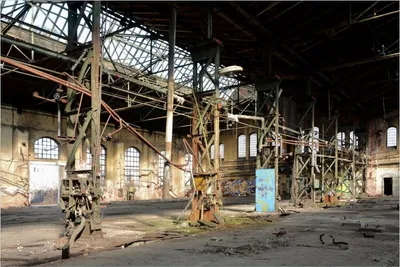 Produktbild von Wallario Poster - Verlassene Industriehalle - Alte Fabrik, Kunstdruck Größe: 61 x 91,50 cm