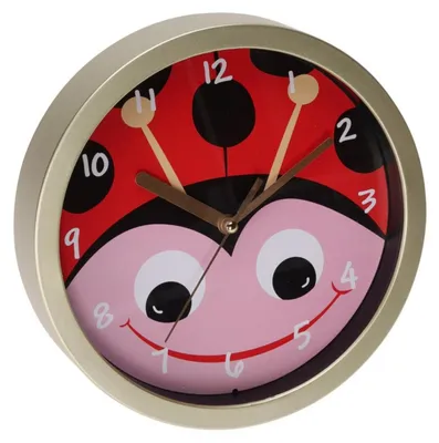 Produktbild von Excellent Houseware Kinder Wanduhr Animal 20 cm – Uhr mit Bienenkäfer-Motiv – leise, batteriebetrieben, dekorativ für Kinderzimmer, Spielzimmer oder Kindergarten