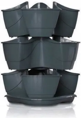 Obrázek produktu pro Dekorativní květináč, antracit, 9 l, sada 3 kusů, 29,5x29,5x38 cm, Coubi Herbal