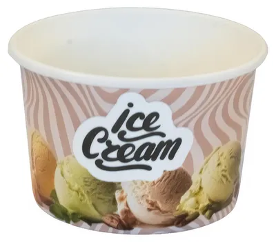 Produktbild von 100x Eisbecher aus Pappe Papierbecher 140 ml bedruckt "ICE CREAM" Ø70 mm 50 Stück