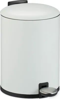 Obrázok produktu pre Relaxdays Kúpeľňový odpadkový kôš, 3 l, kozmetický kôš s funkciou Soft-Close, v matnom vyhotovení, s vyberateľným vnútorným vedrom, pedálový kôš, biely