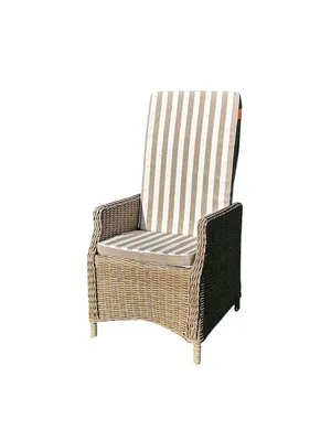 Produktbild von Sansibar Garden Dream Hochlehnerauflage 120x50 cm – Wendekissen mit Blockstreifen & Uni | UV-beständig, wasserabweisend, 100% Olefin in Taupe