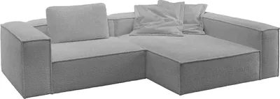 Produktbild von KAWOLA Sofa CARMO Ecksofa Stoff grau Recamiere rechts