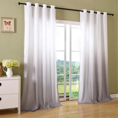 Produktbild von Schal blickdicht Vorhang Ösen Gardine Microsatin Farbverlauf Microfaser, 2 Stück 245x140, Grau, 204252