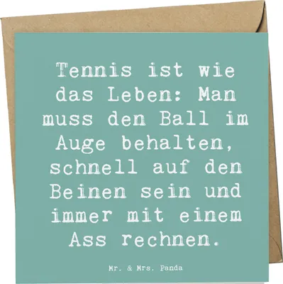 Produktbild von Mr. & Mrs. Panda Grußkarte Spruch Tennis Lebensweisheit - Meeresbrise - Geschenk, anlasskarte, Sportler, Ball im Auge behalten, Tennistraining, Doppel, faltkarte