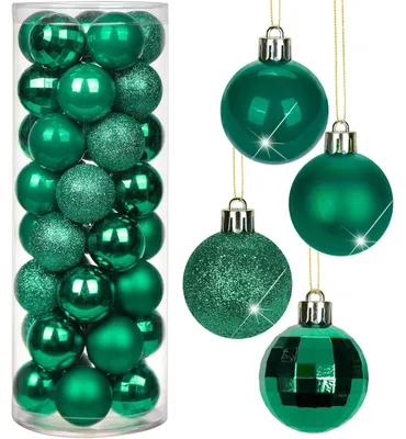 Productafbeelding van Briful, 40 stuks, kerstornamenten, 4 cm, donkergroene, onbreekbare kerstballen, decoraties voor de kerstboom