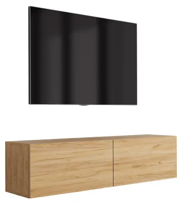 Image de Meuble TV suspendu, en chêne, dimensions : 140 x 32 x 34 cm