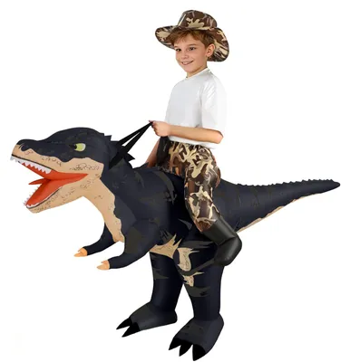 Aufblasbares T-Rex Kostüm für Kinder, 120-150 cm, schwarz