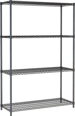 Produktbild von CHEFGASTRO Gitterbodenregal mit 4 Fachböden | HxBxT 180x120x45cm | Fachlast 250kg | Schwarz