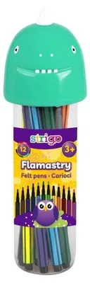 Image de Set de marqueurs colorés pour dinosaures - 12 pièces ! Donnez vie à votre créativité et créez des œuvres d'art étonnantes avec nos marqueurs uniques !